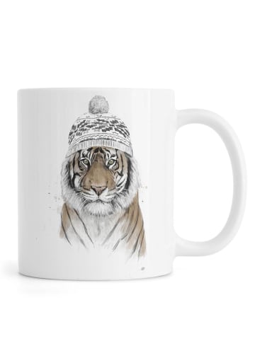 Juniqe Tasse "Siberian Tiger" in Braun & Weiß