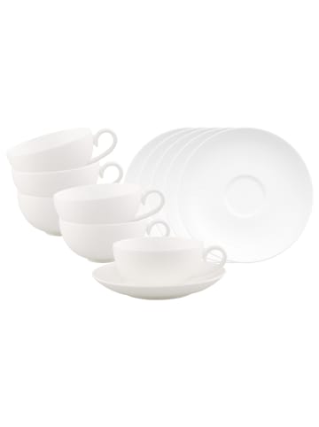 Villeroy & Boch 6er Set Teetassen mit Untertassen Royal in Weiß 120 ml in weiß