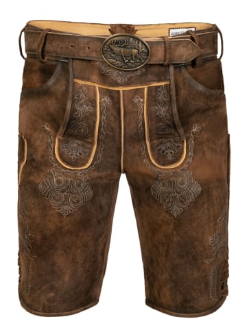 Edelnice Kurze Wildbock Lederhose Bernd in dunkelbraun