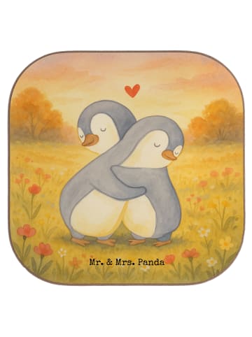 Mr. & Mrs. Panda Bierdeckel Pinguine Kuscheln Design ohne Spruch in Weiß