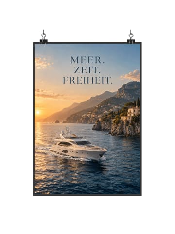 Artprint Yacht zeitlos Design mit Spruch in Weiß