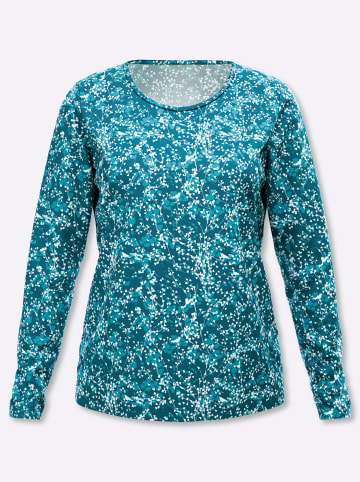 Sieh an! Langarm-Shirt in petrol-ecru-bedruckt