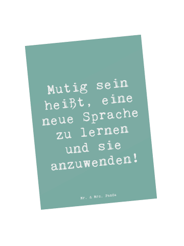 Mr. & Mrs. Panda Postkarte Spruch Sprachen Lernen und Anwenden m... in Meeresbrise