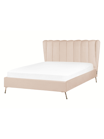 Beliani Doppelbett MIRIBEL in Beige/Gold - (W) 167 x (H) 112 x (L) 218 cm