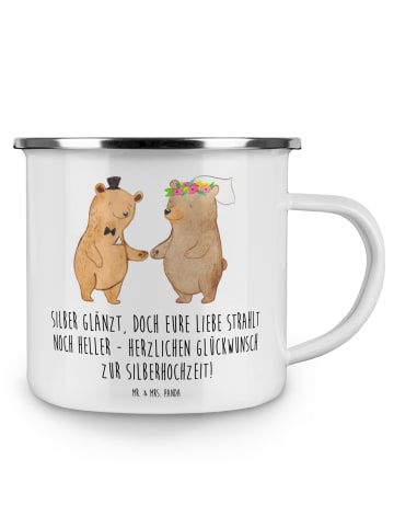 Mr. & Mrs. Panda Pott 25. Hochzeitstag Silberne Hochzeit mit Spruch in Weiß