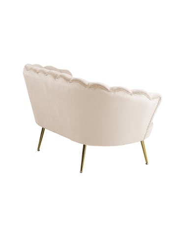 SalesFever Muschelsofa 2-Sitzer elegant Beine Chrom goldfarben und Samtbezug in Beige