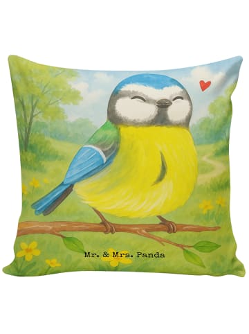 Mr. & Mrs. Panda 40x40 Kissen Vogel Blaumeise Design ohne Spruch in Weiß