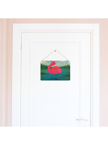 Mr. & Mrs. Panda Schild Flamingo Stolz Design ohne Spruch in Weiß