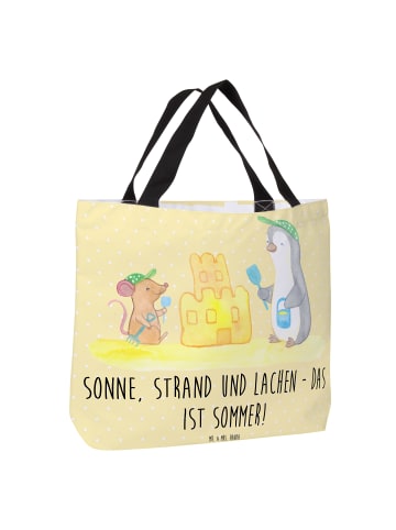 Mr. & Mrs. Panda Tote Bag Sommerfreude mit Spruch in Gelb Pastell