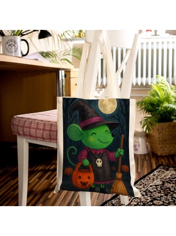 Mr. & Mrs. Panda Jutebeutel Maus Hexe Design ohne Spruch in Weiß