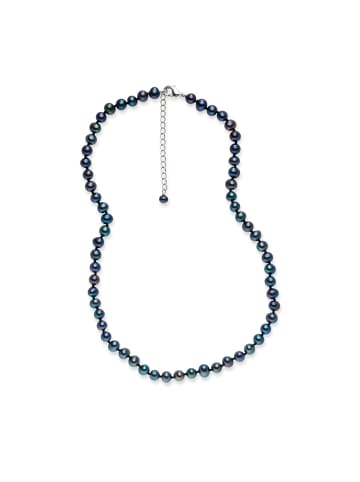 Lulu & Jane Perlen-Kette aus Messing mit Süßwasser-Zuchtperle in blau