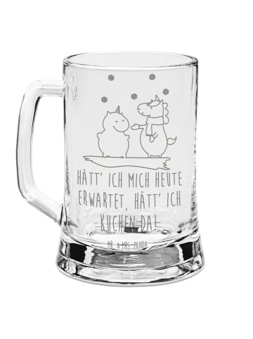 Mr. & Mrs. Panda Gravur Bierkrug Einhorn Schneemann mit Spruch in Transparent