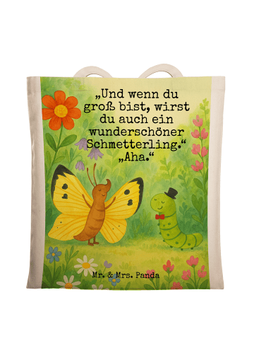 Mr. & Mrs. Panda festivaltasche Raupe Schmetterling Design mit S... in Weiß
