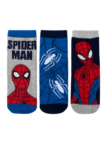 United Labels 3er Pack Marvel Spider-Man Socken Sneaker Söckchen in blau/grau