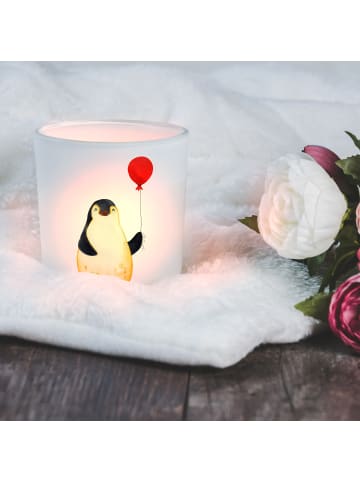 Mr. & Mrs. Panda Windlicht Glas Pinguin Luftballon ohne Spruch in Transparent