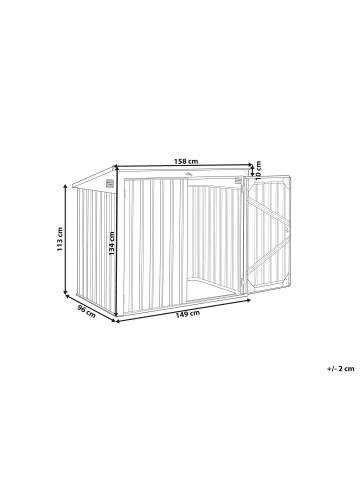 Beliani Gerätehaus mit Holzunterstand MOENA in Grau - (W) 158 x (H) 134 x (L) 96 cm