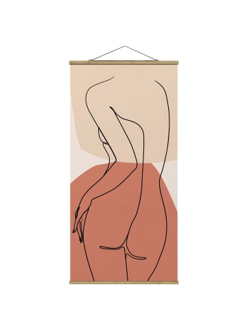 WALLART Stoffbild mit Posterleisten - Line Art Frau Rücken Braun in Creme-Beige