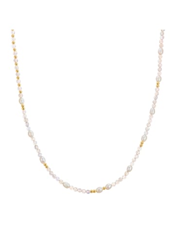 Glanzstücke München Kette aus Sterling Silber mit Labradorit und Süßwasser-Zuchtperle in gelbgold