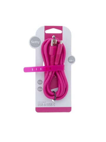 COFI 1453 Setty Ladekabel USB-A auf USB-C KSA-C-1.526 1,5m 10.5W 2,1A Rosa in Transparent