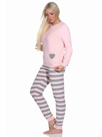 NORMANN Frottee Schlafanzug Bündchen - 77700 in rosa
