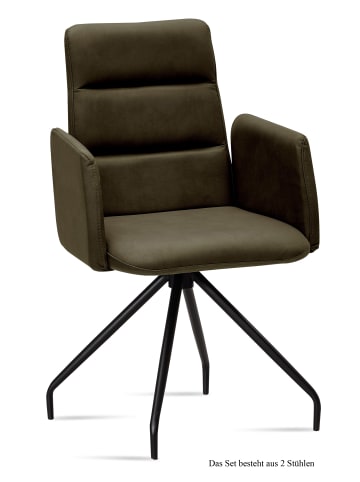 58 aufm Kessel ARMLEHNSTUHL (2er-Set) Devora 52x92x60 Schwarz/Khaki