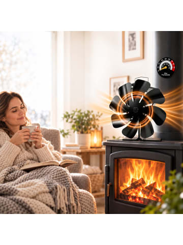 relaxdays Kaminventilator in Schwarz - (B)17 x (H)18 x (T)10 cm
