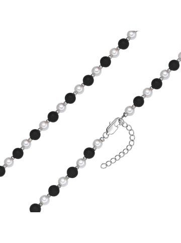 True Rebels Kette aus Edelstahl mit Onyx Muschelkernperle in schwarz
