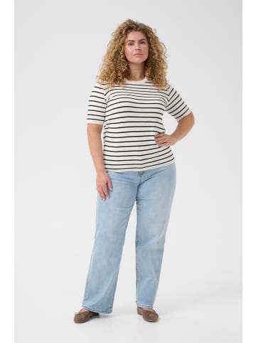 KAFFE curve Strickpullover KClizzy in Chalk / Black stripe