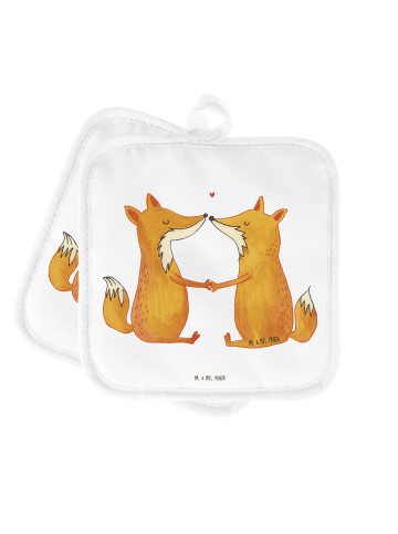 Mr. & Mrs. Panda Kochlappen Füchse Liebe ohne Spruch in Weiß