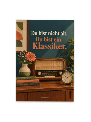 Mr. & Mrs. Panda Grußkarte Tischradio nostalgisch Design mit Spruch in Weiß