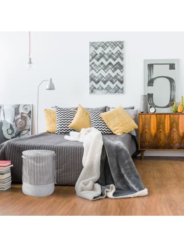 relaxdays Wäschekorb "Streifen" in Weiß/ Grau - 60 l