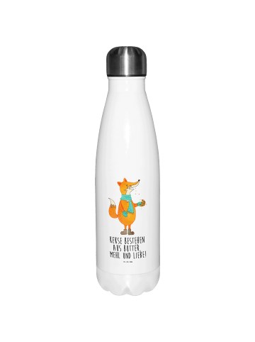 Mr. & Mrs. Panda Edelstahl Isolierflasche Fuchs Keks mit Spruch in Weiß