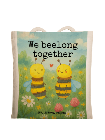 Mr. & Mrs. Panda Tasche Biene Verliebt Design mit Spruch in Weiß