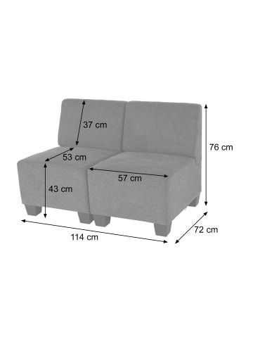 MCW Modular 2-Sitzer Sofa Moncalieri, Grau, ohne Armlehnen