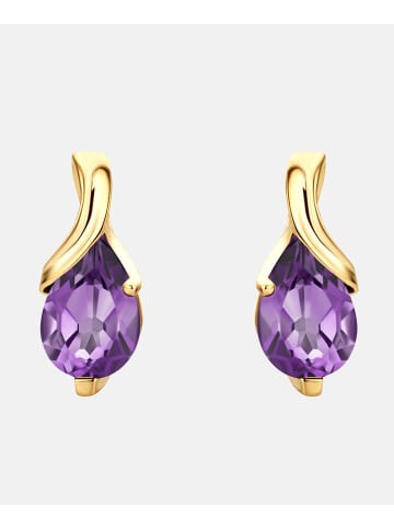 Diamant L'éternel Ohrstecker aus 375 Gelbgold mit Amethyst