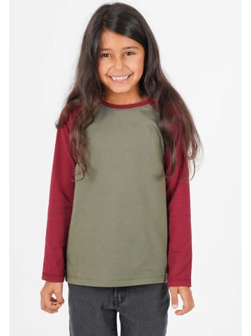 Band of Rascals Longsleeve " Raglan " in olive-bordeaux