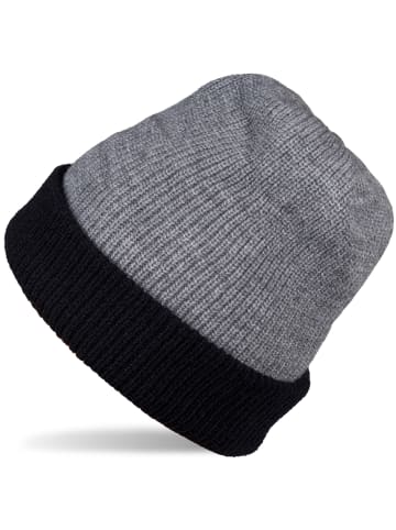 styleBREAKER Strickbeanie in Grau-Schwarz