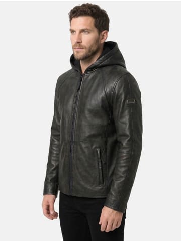 Tazzio Lederjacke "A805" - mit Kapuze - in Schwarz
