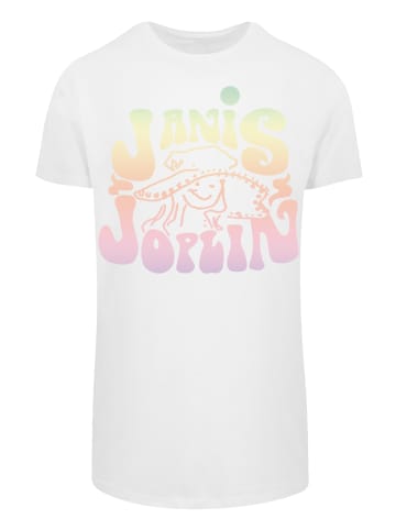 F4NT4STIC Long Cut T-Shirt PLUS SIZE Janis Joplin Pastel Logo in weiß