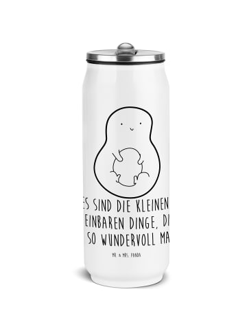 Mr. & Mrs. Panda Edelstahl Trinkflasche Avocado Kern mit Spruch in Weiß