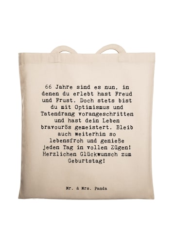 Mr. & Mrs. Panda Tragetasche Spruch 66. Geburtstag mit Spruch in Creme