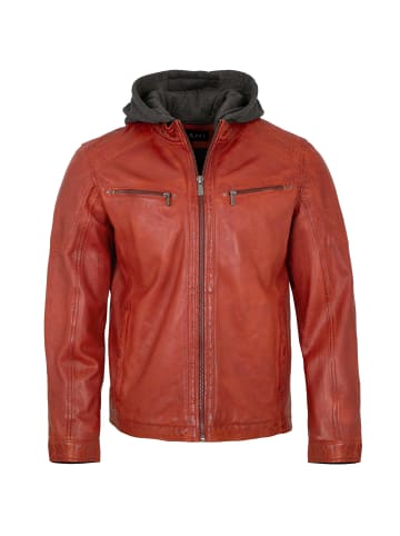 JILANI Lederjacke Kapuze Lammnappa in Orangerot