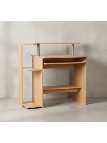 KADIMA DESIGN Computertisch ELBTRAUM | Tastaturauszug, Große Arbeitsfläche, Modern in Braun