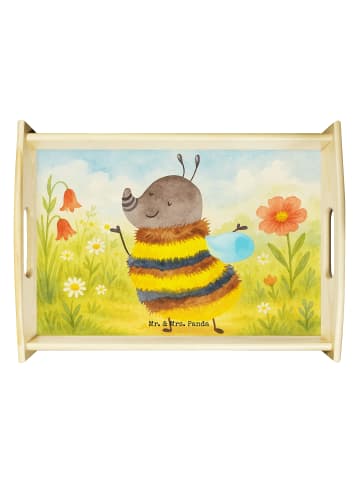 Mr. & Mrs. Panda Holztablett Hummel flauschig Design ohne Spruch in Weiß