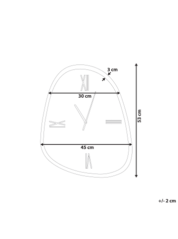 Beliani Wanduhr CASTALLA in Braun/Silber/Schwarz - (W) 45 x (H) 53 x (L) 4 cm