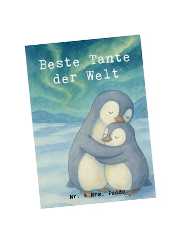 Mr. & Mrs. Panda Ansichtskarte Pinguin Beste Tante der Welt Desi... in Weiß
