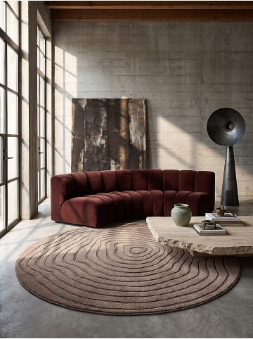 KADIMA DESIGN Rundteppich Streifen pflegeleicht Wohnzimmer Schlafzimmer Flur in Braun