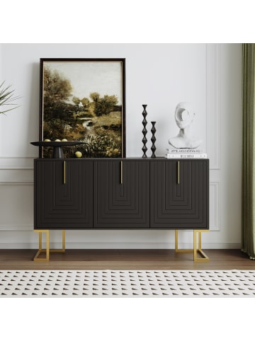 ABRIHOME 3-türiges Sideboard mit verstellbaren Regalen in Schwarz
