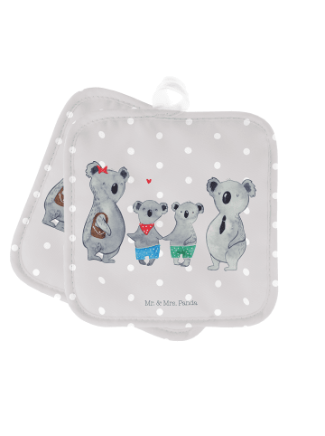 Mr. & Mrs. Panda Kochlappen Koala Familie zwei ohne Spruch in Grau Pastell