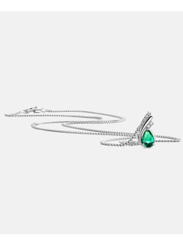 Diamant L'éternel Halskette mit Anhänger aus 585 Weißgold mit 0.3 Karat Diamant mit Smaragd in ...